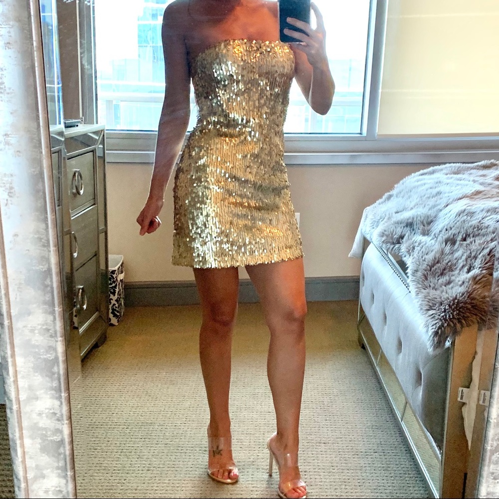 Gold Sequin Party Dress